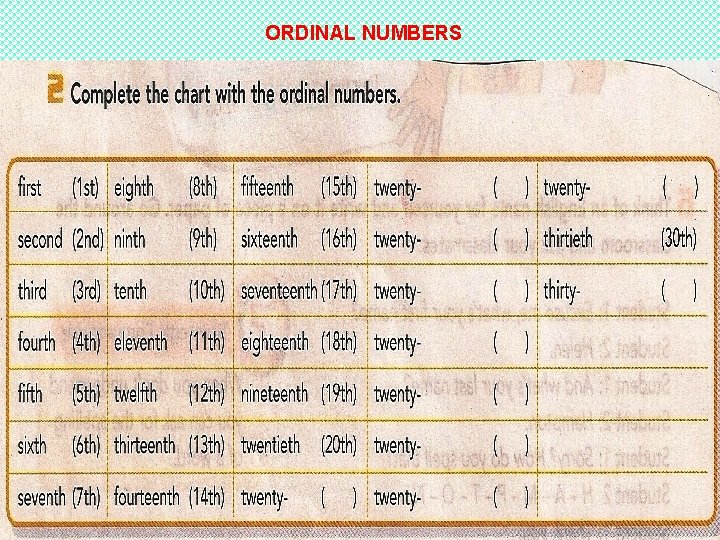 ORDINAL NUMBERS 