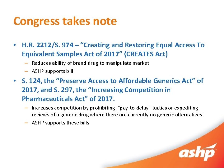 Congress takes note • H. R. 2212/S. 974 – “Creating and Restoring Equal Access