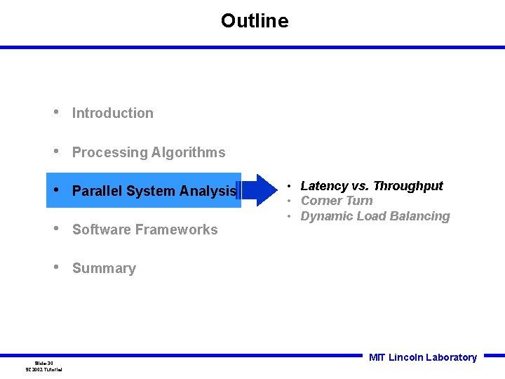 Outline • Introduction • Processing Algorithms • Parallel System Analysis • Software Frameworks • Outline • Introduction • Processing Algorithms • Parallel System Analysis • Software Frameworks •