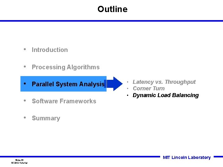 Outline • Introduction • Processing Algorithms • Parallel System Analysis • Software Frameworks • Outline • Introduction • Processing Algorithms • Parallel System Analysis • Software Frameworks •