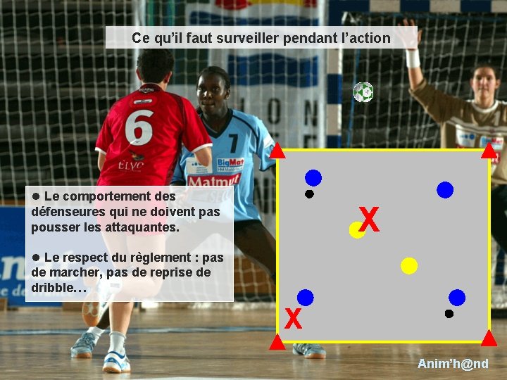 Ce qu’il faut surveiller pendant l’action l Le comportement des défenseures qui ne doivent