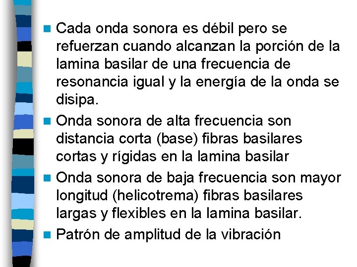 Cada onda sonora es débil pero se refuerzan cuando alcanzan la porción de la