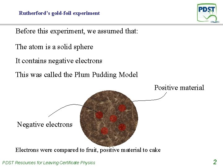 Rutherford’s gold-foil experiment Before this experiment, we assumed that: The atom is a solid