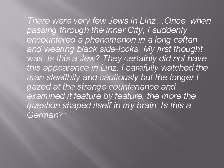 “There were very few Jews in Linz…Once, when passing through the inner City, I