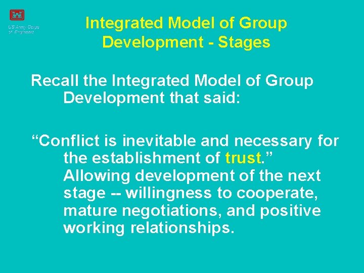 Integrated Model of Group Development - Stages Recall the Integrated Model of Group Development