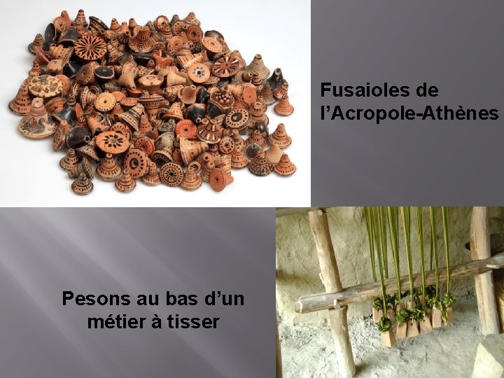 Fusaioles de l’Acropole-Athènes Pesons au bas d’un métier à tisser 