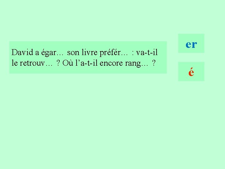 6 David a égar… son livre préfér… : va-t-il le retrouv… ? Où l’a-t-il