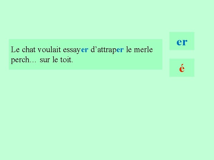 14 Le chat voulait essayer d’attraper le merle perch… sur le toit. er é