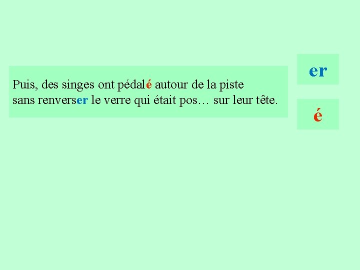 10 Puis, des singes ont pédalé autour de la piste sans renverser le verre 10 Puis, des singes ont pédalé autour de la piste sans renverser le verre