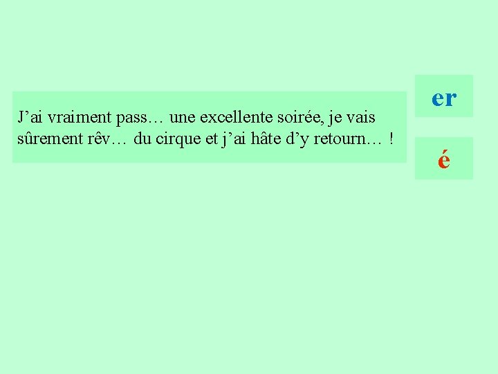 18 J’ai vraiment pass… une excellente soirée, je vais sûrement rêv… du cirque et