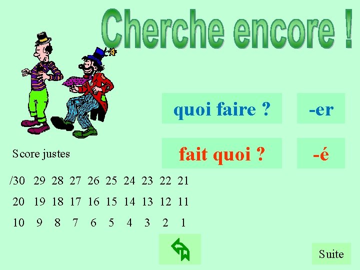 erreur 2 Score justes quoi faire ? -er fait quoi ? -é /30 29