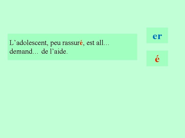 3 L’adolescent, peu rassuré, est all… demand… de l’aide. er é 