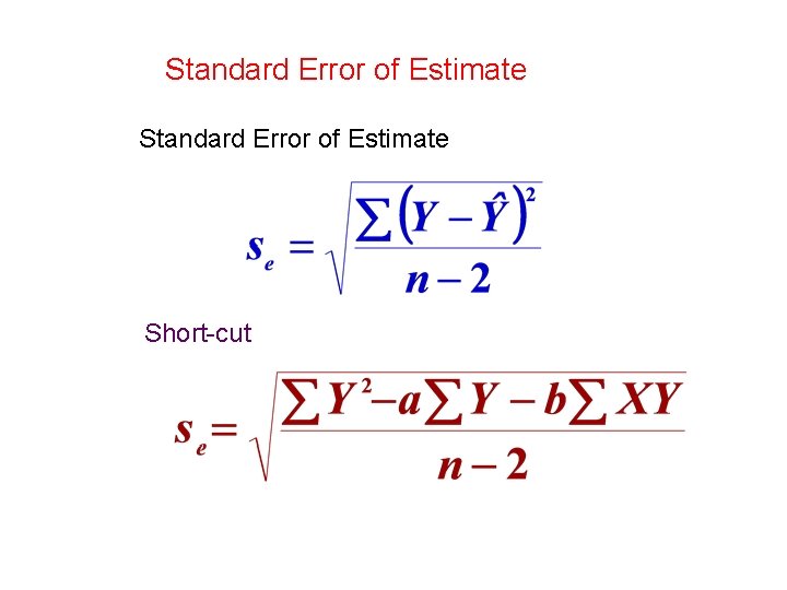 Standard Error of Estimate Short-cut 