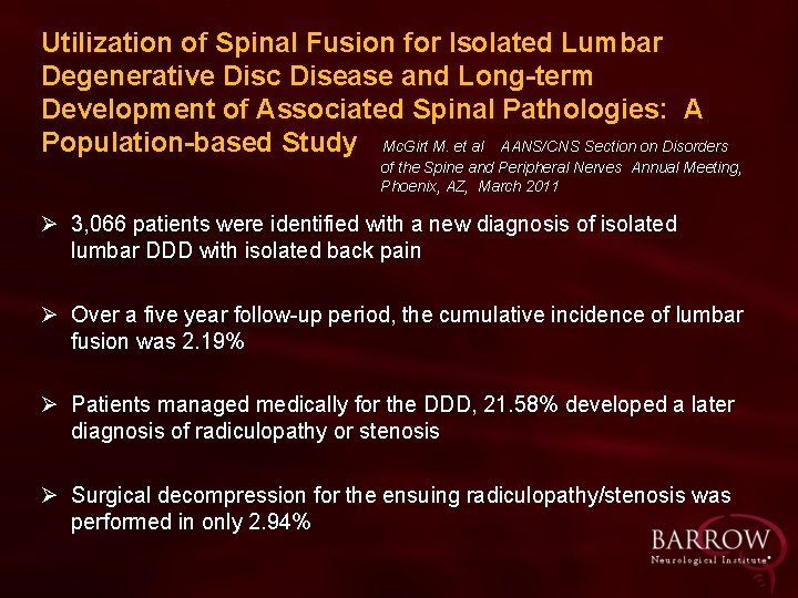 Utilization of Spinal Fusion for Isolated Lumbar Degenerative Disc Disease and Long-term Development of