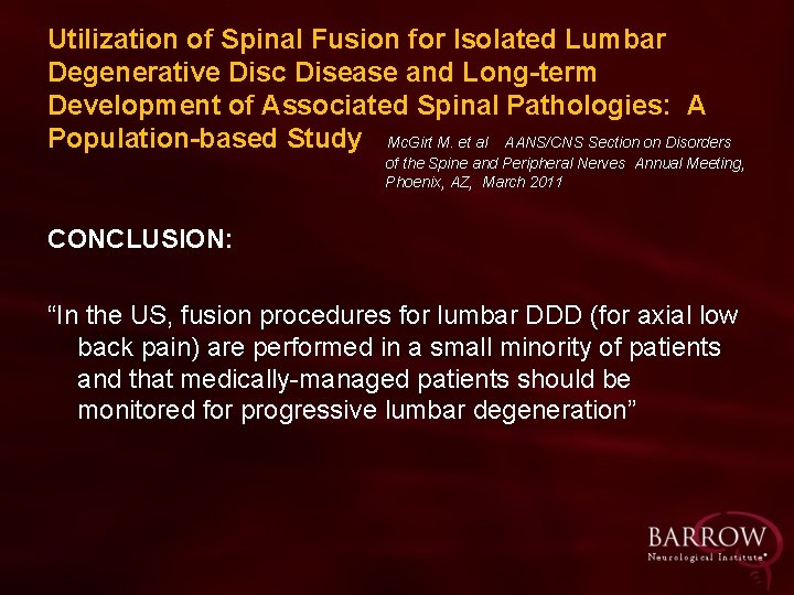Utilization of Spinal Fusion for Isolated Lumbar Degenerative Disc Disease and Long-term Development of