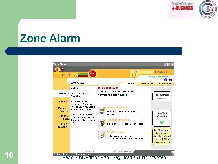 Zone Alarm 10 Pablo Suau/Ramón Rizo - Seguridad en Entornos Web 