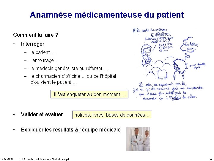 Anamnèse médicamenteuse du patient Comment la faire ? • Interroger – le patient …