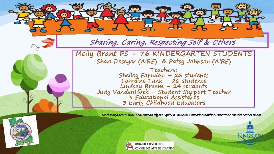 Sharing, Caring, Respecting Self & Others Molly Brant PS – 76 KINDERGARTEN STUDENTS Shari