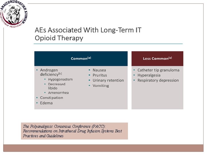 The Polyanalgesic Consensus Conference (PACC): Recommendations on Intrathecal Drug Infusion Systems Best Practices and