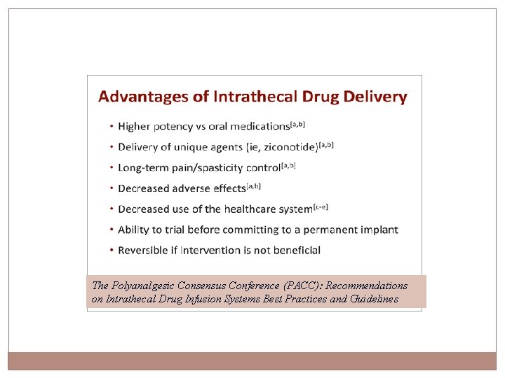 The Polyanalgesic Consensus Conference (PACC): Recommendations on Intrathecal Drug Infusion Systems Best Practices and