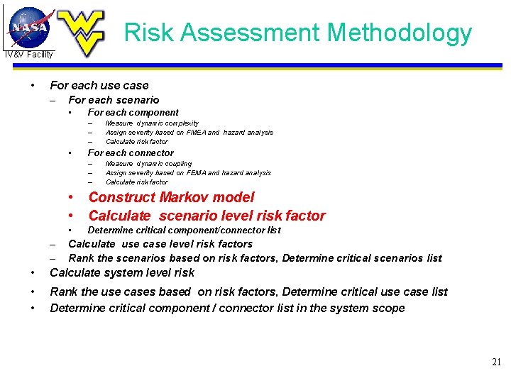 Risk Assessment Methodology IV&V Facility • For each use case – For each scenario