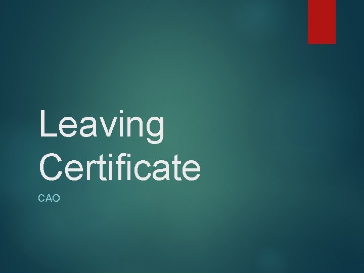 Leaving Certificate CAO 