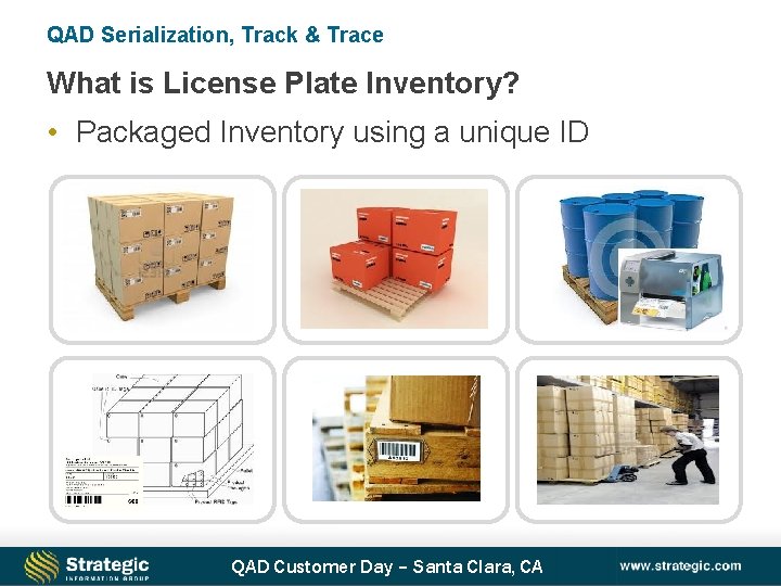 QAD Serialization, Track & Trace What is License Plate Inventory? • Packaged Inventory using