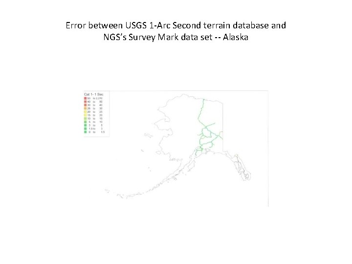 Error between USGS 1 -Arc Second terrain database and NGS’s Survey Mark data set