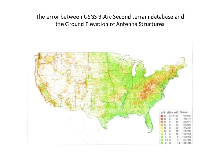 The error between USGS 3 -Arc Second terrain database and the Ground Elevation of