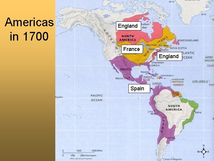 Americas in 1700 England France England Spain 