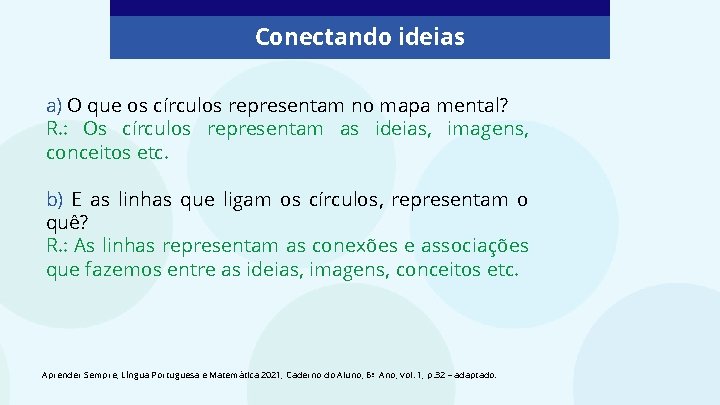 Conectando ideias a) O que os círculos representam no mapa mental? R. : Os