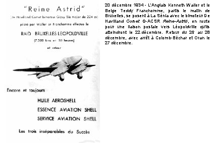 20 décembre 1934 - L'Anglais Kenneth Waller et le Belge Teddy Franchomme, partis le