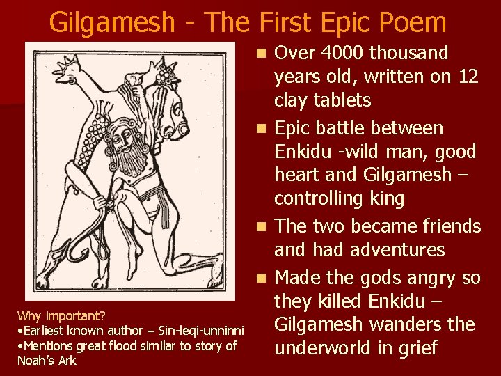 Gilgamesh - The First Epic Poem Over 4000 thousand years old, written on 12