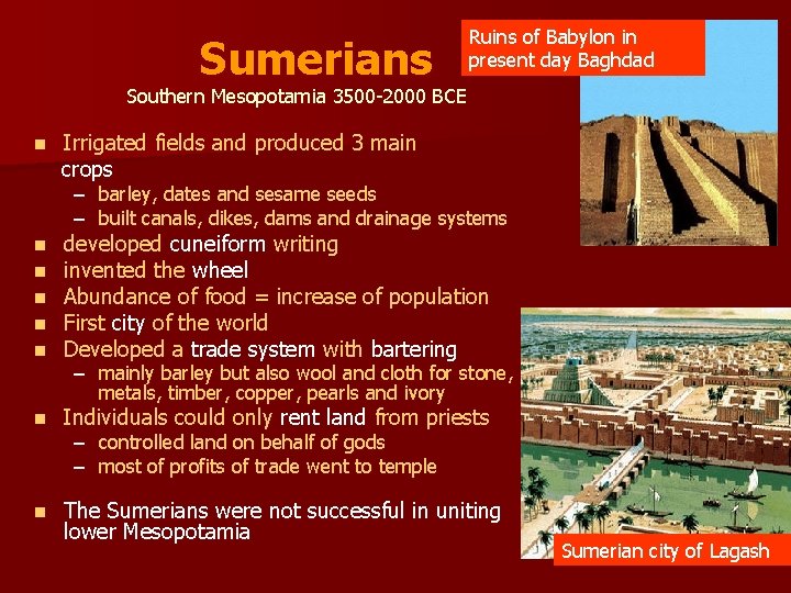 Sumerians Ruins of Babylon in present day Baghdad Southern Mesopotamia 3500 -2000 BCE n