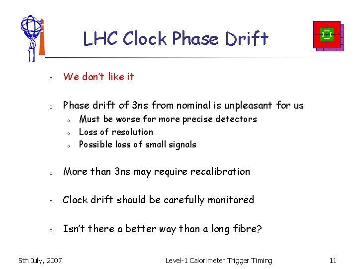 LHC Clock Phase Drift o We don’t like it o Phase drift of 3