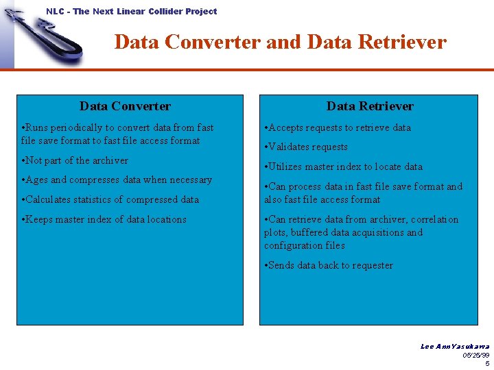 NLC - The Next Linear Collider Project Data Converter and Data Retriever Data Converter
