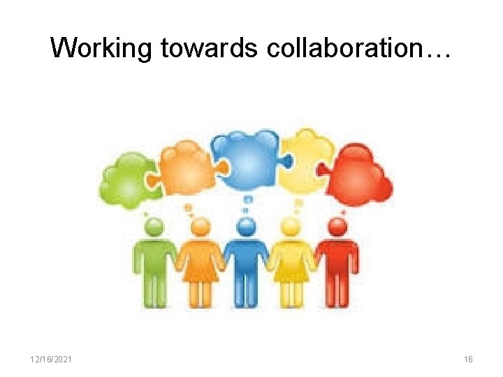 Working towards collaboration… 12/16/2021 16 