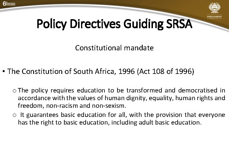 PRESENTATION ON BASIC EDUCATION SECTOR ANALYSIS INTRODUCTION The