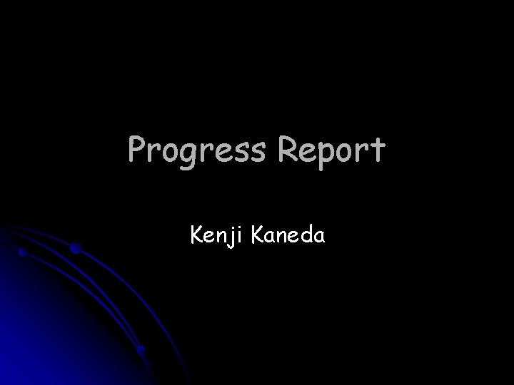Progress Report Kenji Kaneda 