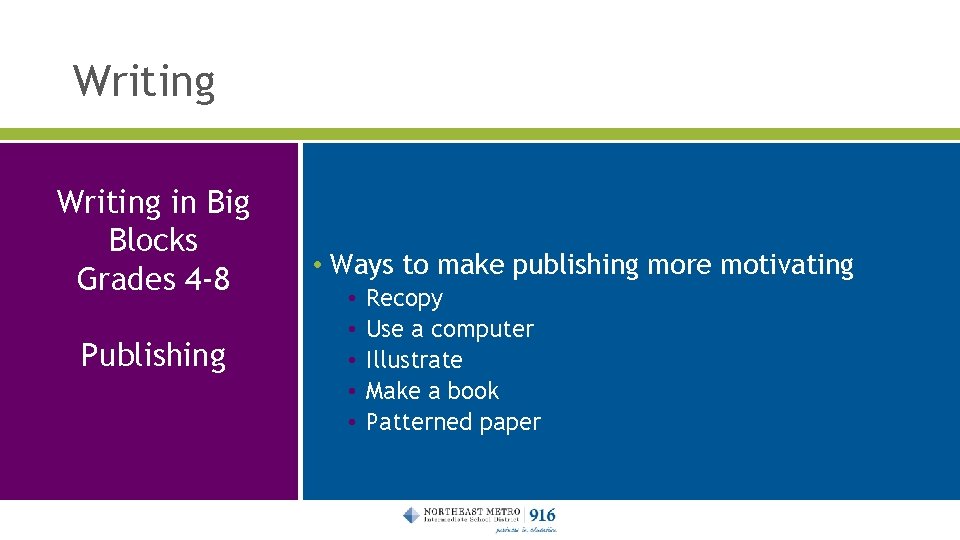 Block Writing Publisher Writing Four Blocks Literacy Framework Does the student