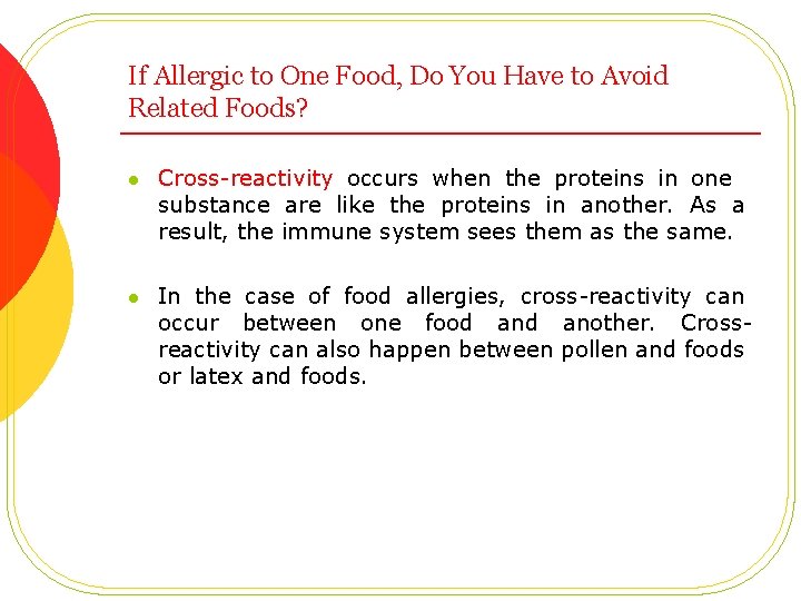 If Allergic to One Food, Do You Have to Avoid Related Foods? l Cross-reactivity