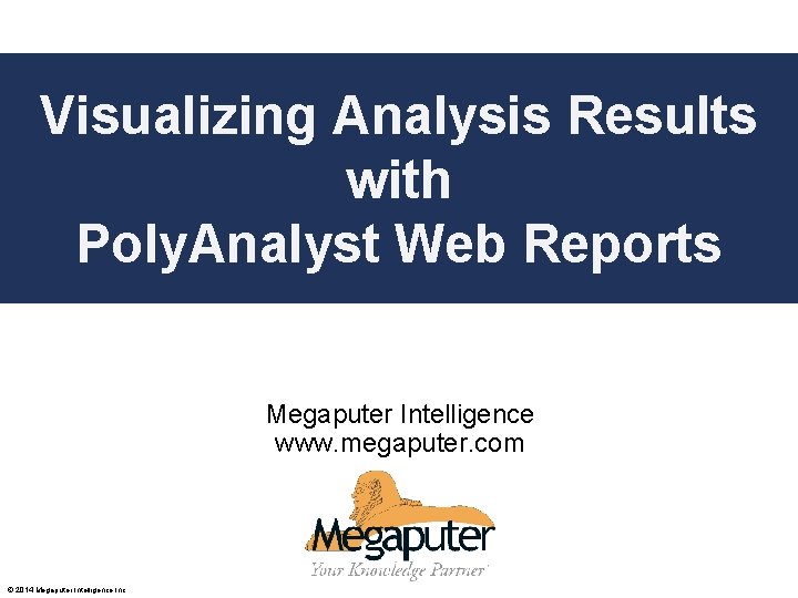 Visualizing Analysis Results with Poly. Analyst Web Reports Web Report Training Poly. Analyst Megaputer