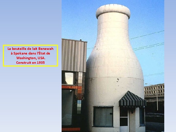 La bouteille de lait Benewah à Spokane dans l'État de Washington, USA. Construit en