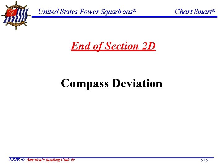 United States Power Squadrons® Chart Smart® End of Section 2 D Compass Deviation USPS