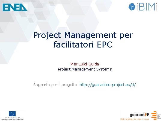 Project Management per facilitatori EPC Pier Luigi Guida Project Management Systems Supporto per il