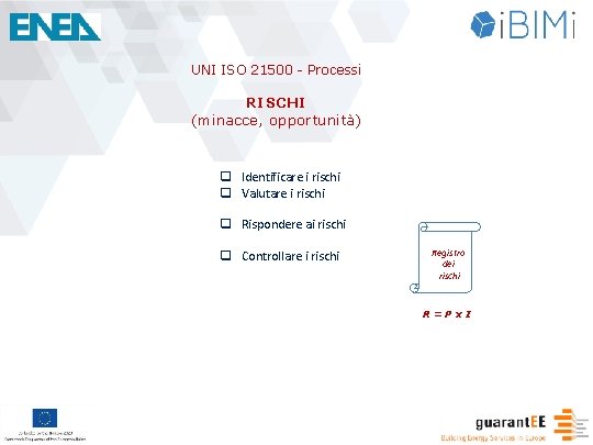 UNI ISO 21500 - Processi RISCHI (minacce, opportunità) q Identificare i rischi q Valutare