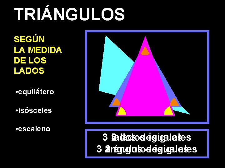 TRIÁNGULOS SEGÚN LA MEDIDA DE LOS LADOS • equilátero • isósceles • escaleno 3