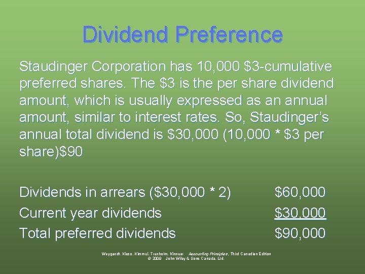 Dividend Preference Staudinger Corporation has 10, 000 $3 -cumulative preferred shares. The $3 is