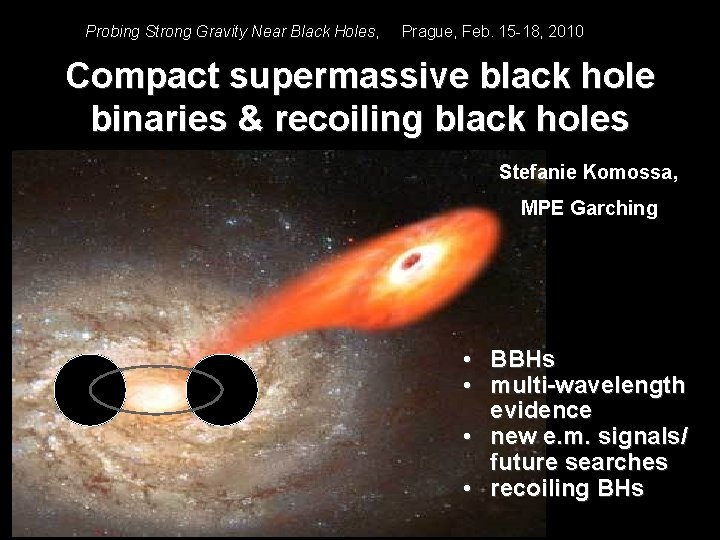 Probing Strong Gravity Near Black Holes, Prague, Feb. 15 -18, 2010 Compact supermassive black