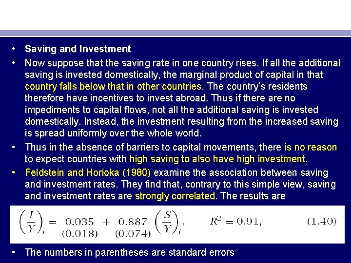  • Saving and Investment • Now suppose that the saving rate in one